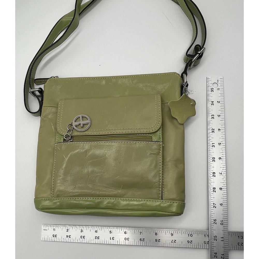 Giani Bernini Genuine Leather Green Crossbody Purse - Picture 12 of 12